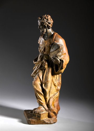 "Saint Pierre"  Sculpture en bronze et terre cuite